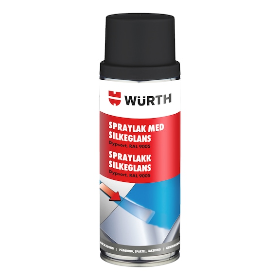 Spraymaling, silkeglans - LAKSPRAY, SILKEMAT SORT, 400 ML.