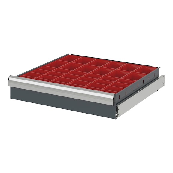 Einteilungssortiment mit System-Boxen für Systemmaß 12.8 - BOXSORT-SLSHRNK12.8-36FACH-H114