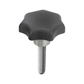 Molette forme &eacute;toil&eacute;e avec bague acier pro., filetage m&acirc;le ST