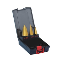 Boîtier de forets coniques pour tôle, nitrure de titane HSS