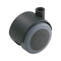 Double furniture castor, swivel with soft tread