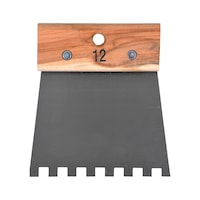 Tile adhesive spreader made of spring steel