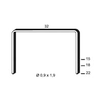 Agrafe, acier cuivré, série R