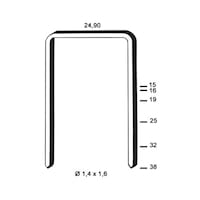 Agrafes galvanisées divergentes 24,9 mm série WC