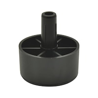 Furniture glider base module with pins for insertion, e.g. in upholstered furniture