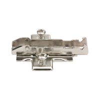 1D cross mounting plate Quick with 4-point attachment for a secure connection to the side of the furniture