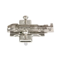 1D cross mounting plate Quick with 4-point attachment for a secure connection to the side of the furniture
