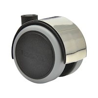 Twin whl swiv furn castor, soft, w/ shade chr pltd