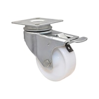 Swivel machinery castor Hard with small plate and locking device