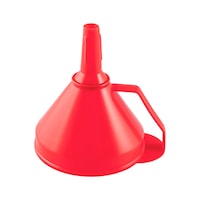 Plastic funnel with removable sieve