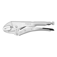 Locking pliers with semi-circular jaws