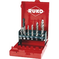 Jeu/kit de tarauds machine Ruko 7 pièces coffret tarauds mixtes courts HSS brut