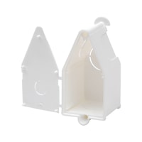 Flush-mounted wall outlet box with cover on the inside