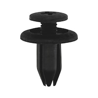 Screw rivet with cross-shaped slit, open