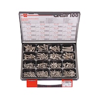ORSY® hexagonal bolt with thread up to the head, assortment of 100