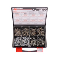 ORSY®pias® blind rivets, round pan head, assortment of 100