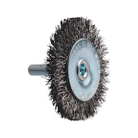 Wheel brush for carbon steel crimped wire