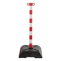 Aluminium barrier post with base for barrier chains