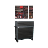 Værkstedsvogn WE12.8 plus udstyr, 128 dele