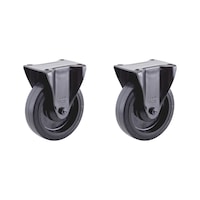 Pair of fixed castor for workshop trolley