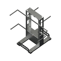 Transport pallet for pitched roof edge protection systems on the eaves