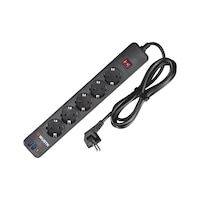 Multiple socket outlet 5-way with USB A and C