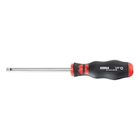 Screwdriver with 1/4 inch tip with square drive at the end of the handle
