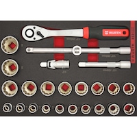 Socket wrench 1/2 inch set 4.4.1 25pcs REDSTRIPE