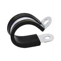 Pipe and fixing clamp with rubber REDSTRIPE