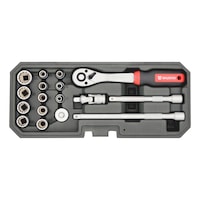 1/4 inch socket wrench bi-hex set 17 pcs REDSTRIPE