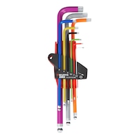 Imbuszk., hatsz.bet., csúszt., színes g.fej, 9 db