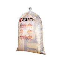 Mineral wool fabric bag with fastener bands