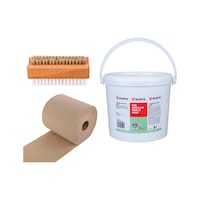 LOT NETTOYAGE MAINS Composé : brosses, pâte nettoyante et bobines nettoyage
