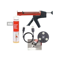 Kit sigillante acrilico effetto intonaco con pistola e lampada