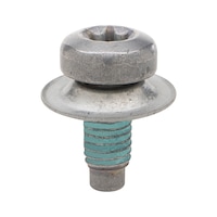 Combination screw M8x20 with loss-proof curved spring washer for underride guard