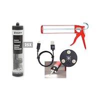 Kit silicone neutro unuiversale trasparente, pistola e lampada