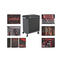 System workshop trolley WE Cargo Black edition, equipped, 75 years 242 pieces