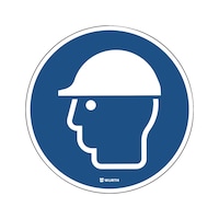 Self-adhesive floor sign - Use head protection