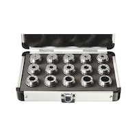 Precision collet set in aluminium case ER25 5 &micro;m, ISO 15488, DIN 6499