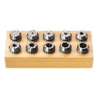 Collet set in wooden base ER16 10 &micro;m, ISO 15488, DIN 6499