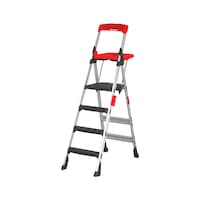 Aluminium/plastic free-standing ladder with steps with platform