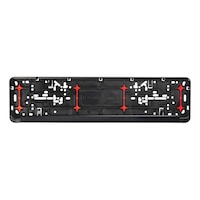 Complete unprinted Twin-Fixx number plate holder with four red rubber inserts