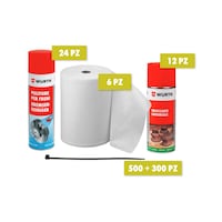 Kit fascette, pulitore freni, sbloccante e rotolo carta