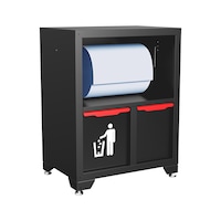 Workshop cabinet with dustbin