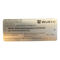 ECONOMY system label for edge protection system