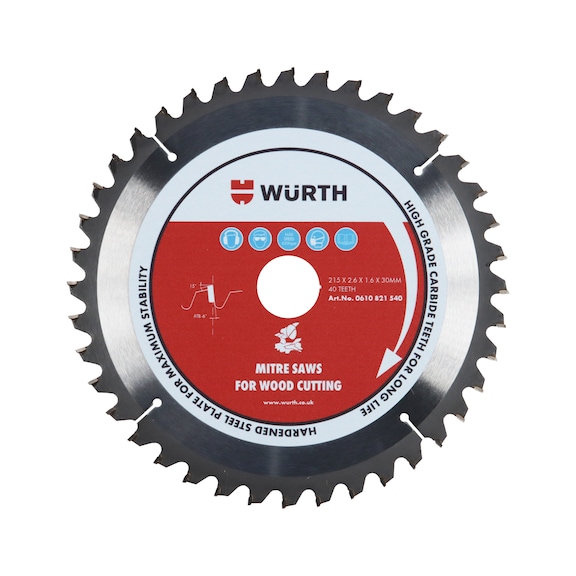 Circular Saw Blade - CRCLSAWBLDE-WO-215X2.6X1.6X30MM-40TO