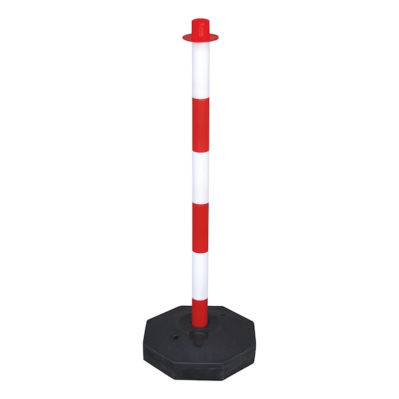 PVC barrier post for plastic chain - POST-PVC-(LEG-FILLABLE)-RED/WHITE