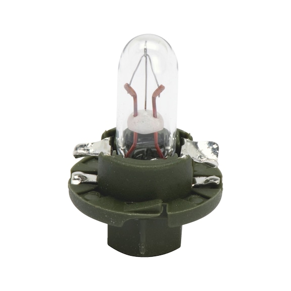 Plastic socket bulb for instrument lighting with fitting, for use in PCBs - BULB-OLIVEGREEN-BX8,4D-12V-1,3W
