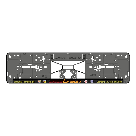 Kennzeichenbefestigung Clipster komplett bedruckt - KSB-KOMPL-PL/LST-8FARB-CLIPSTER-520MM