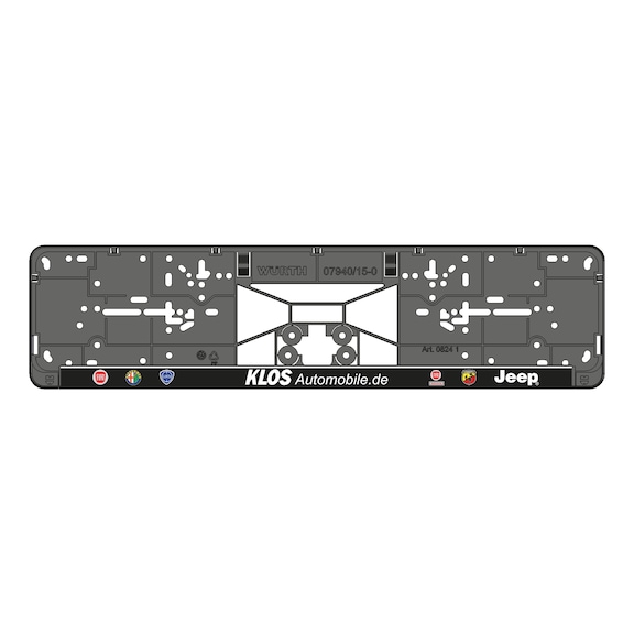 Complete printed Clipster number plate holder - NPH-COMPL-PLT/STR-6COL-CLIPSTER-520MM